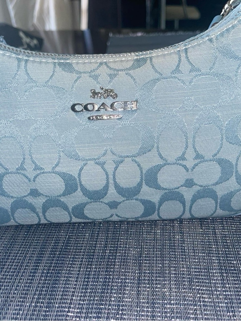 Coach Light Blue Signature Jacquard Shoulder Bag